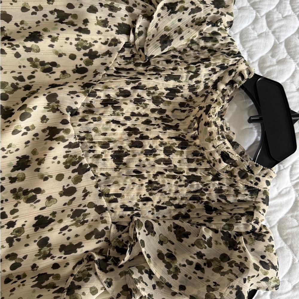 DKNY Ruffled Sleeveless Blouse - Black and Cream - Picture 3 of 4